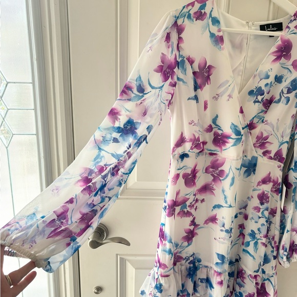 NWT Lulu’s Sweet Sunday Floral Print Long Sleeve Midi Dress Medium - Picture 13 of 14